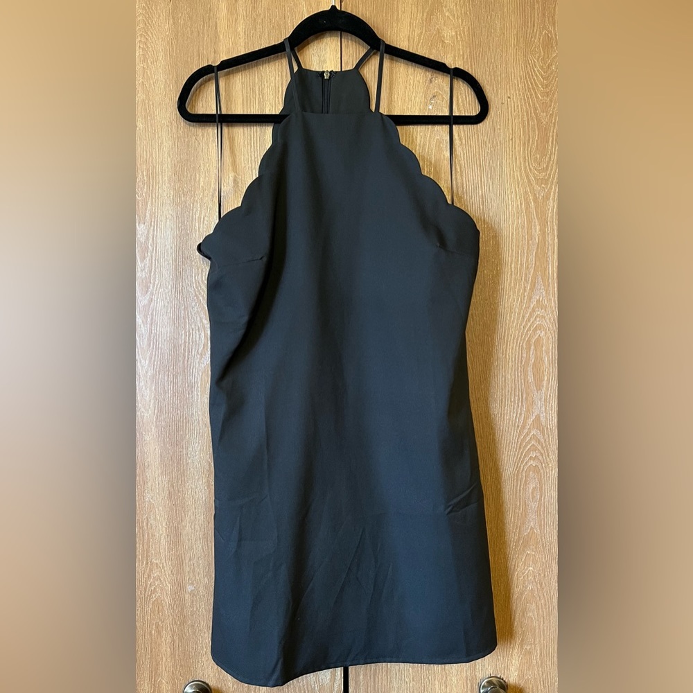 Black Scalloped Lulu’s Halter Strap Dress